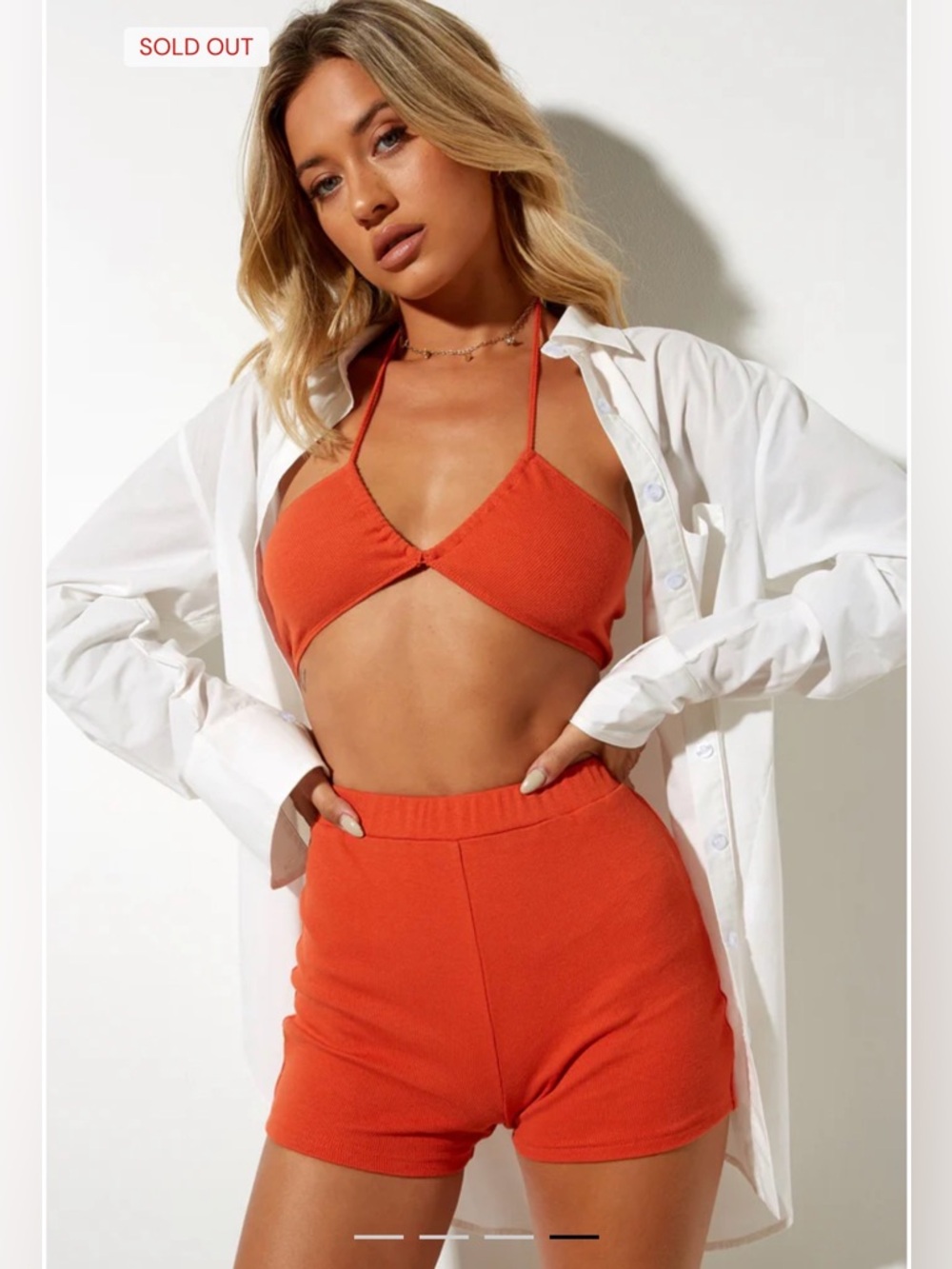 Lou Hot Pant In Rib Tangerine NWT SIZE SMALL